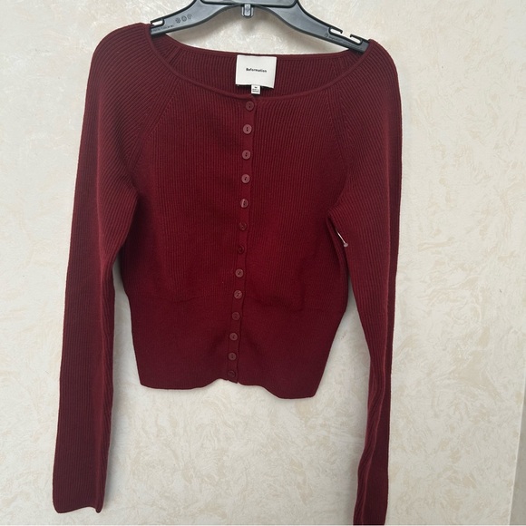 REFORMATION Meadow Ribbed Wool Cardigan size medium - Picture 7 of 11